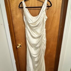 Abercrombie & Fitch Cowl Neck Cream Maxi Dress